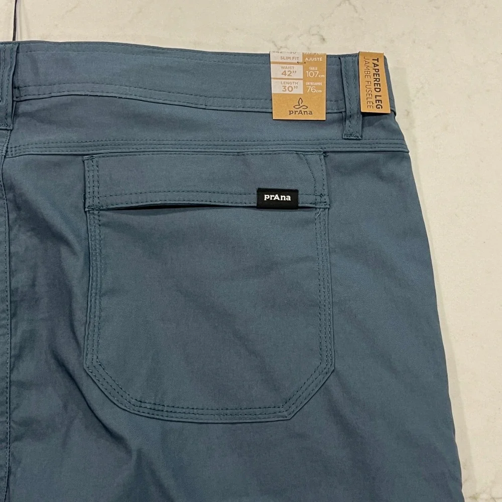 Prana NEW Stretch Zion Slim Pant II Mens 42 x30 Grey Blue Hike Convertible Cargo